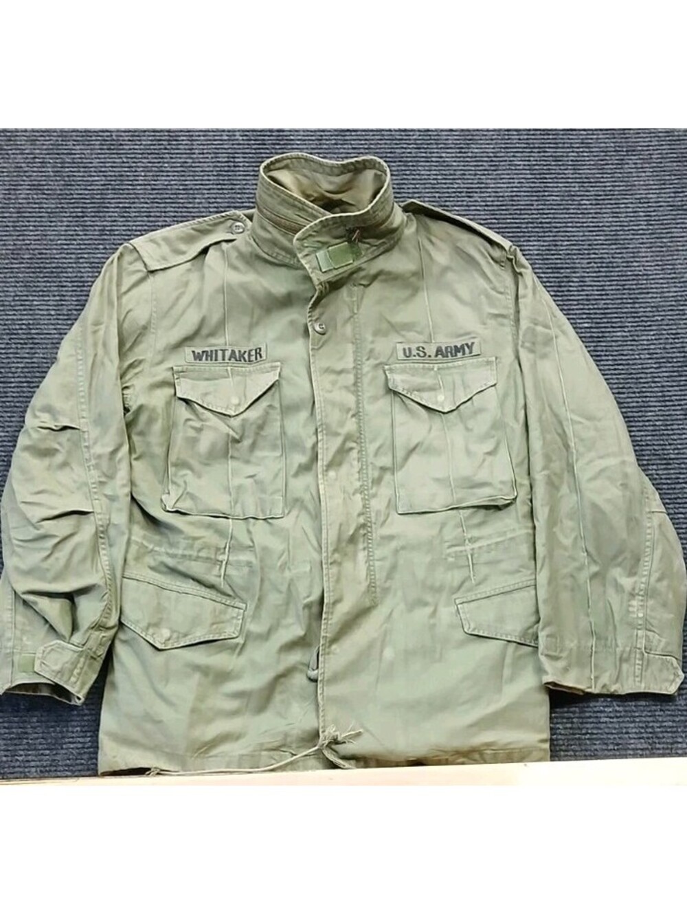 Vintage US Army M-65 Field Jacket Military Field Coat OD Green Cold Weather Sz L